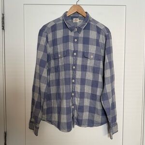 Faherty Shirt Mens Sz XL Blue Plaid Button Up Long Sleeve Classic Preppy Outdoor